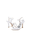 Open Toe Floral Beading Stiletto Heels