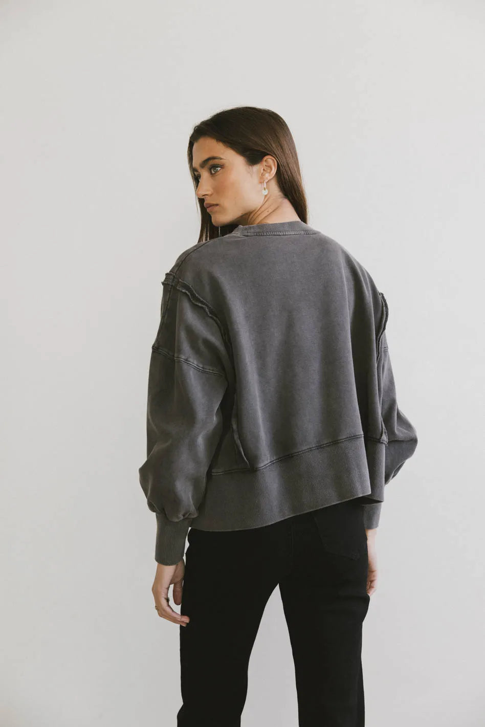 Costello Reverse Seam Crewneck in Charcoal FINAL SALE