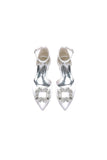 Rhinestone Pointed Toe Ankle Strap Satin Kitten Heels