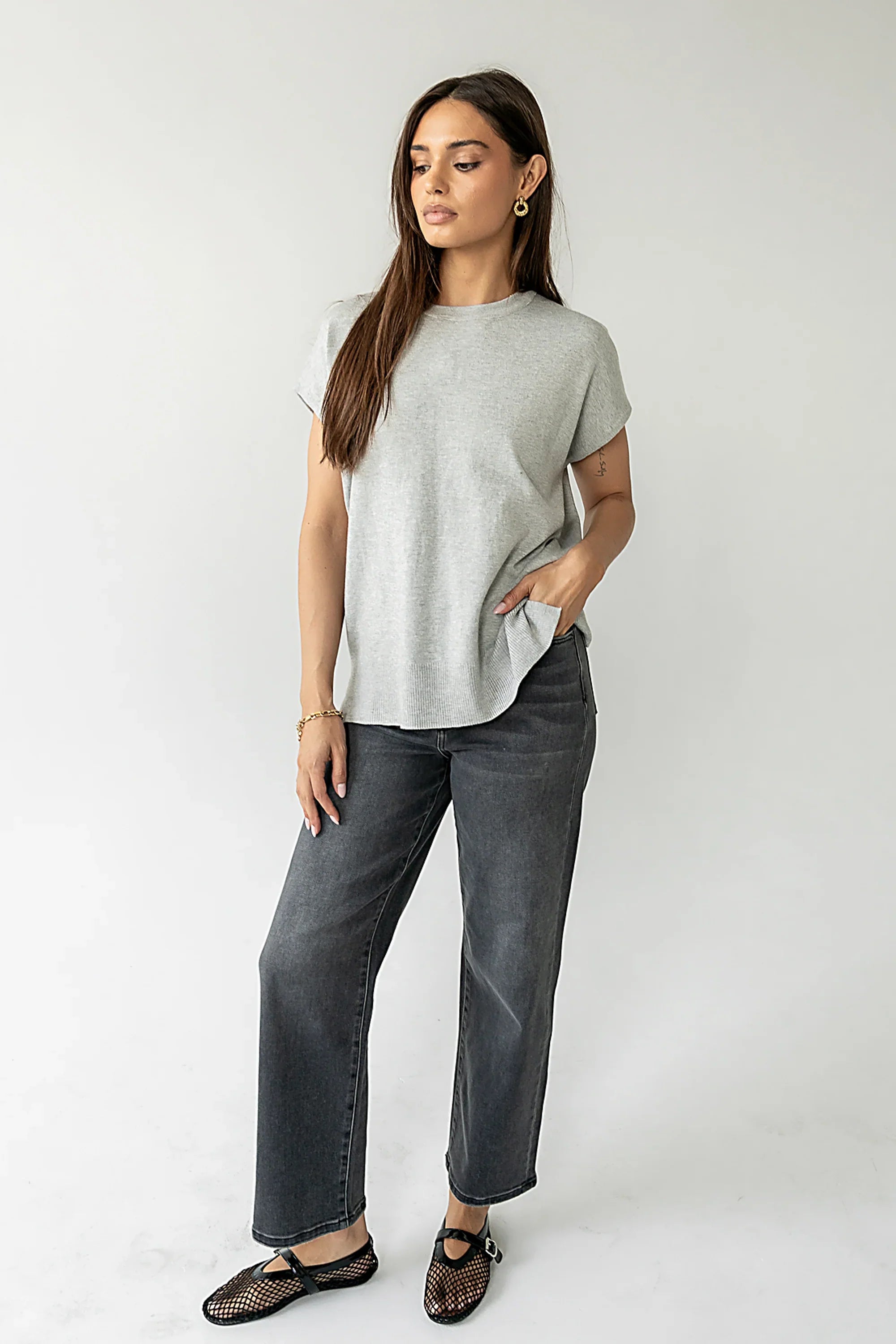 Jensen Knit Top in Grey FINAL SALE