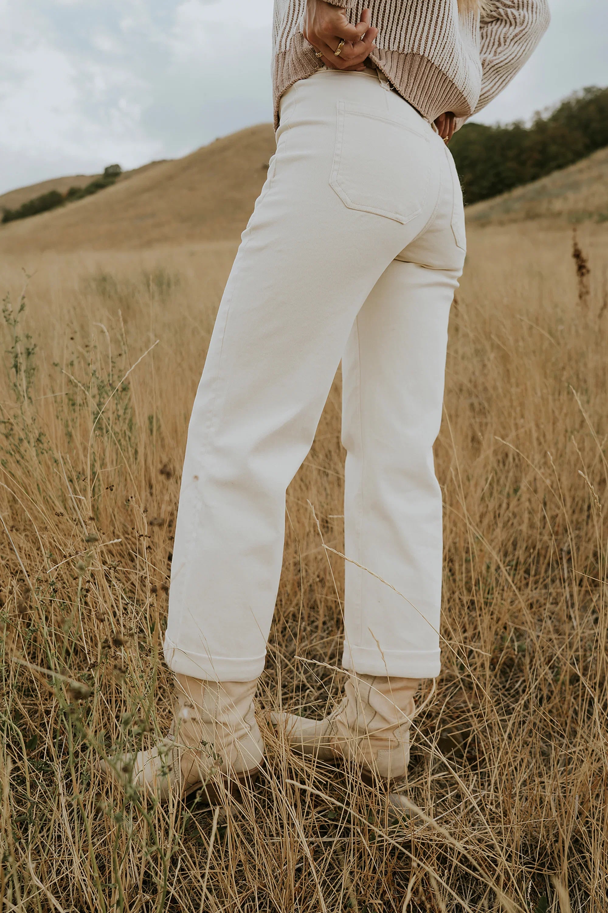 Amber Wide Leg Jeans in Cream