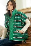 Mellanie Striped Sherpa Vest in Green FINAL SALE
