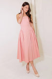 CAUGHT IN THE RAIN HALTER MIDI DRESS SOFT PINK