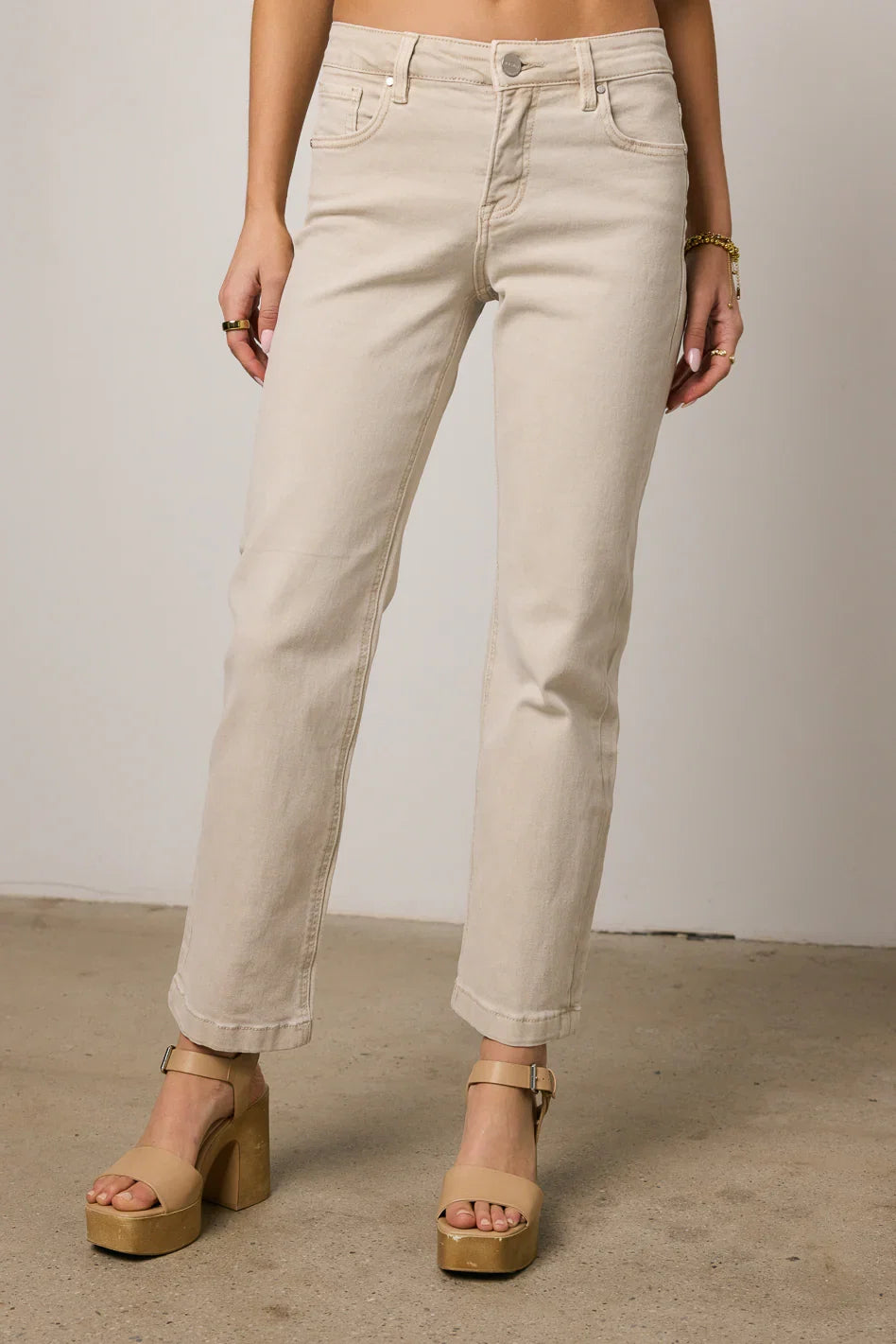 Nyla Straight Leg Jeans in Beige FINAL SALE
