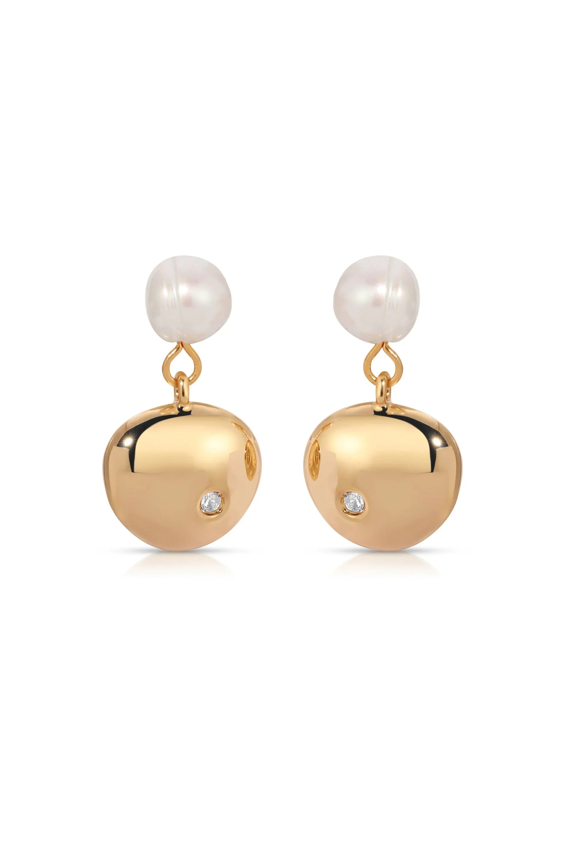 Small Pebble and Pearl Dangle Earrings
