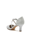 White Lace Mid Heel Pumps with Elegant Design