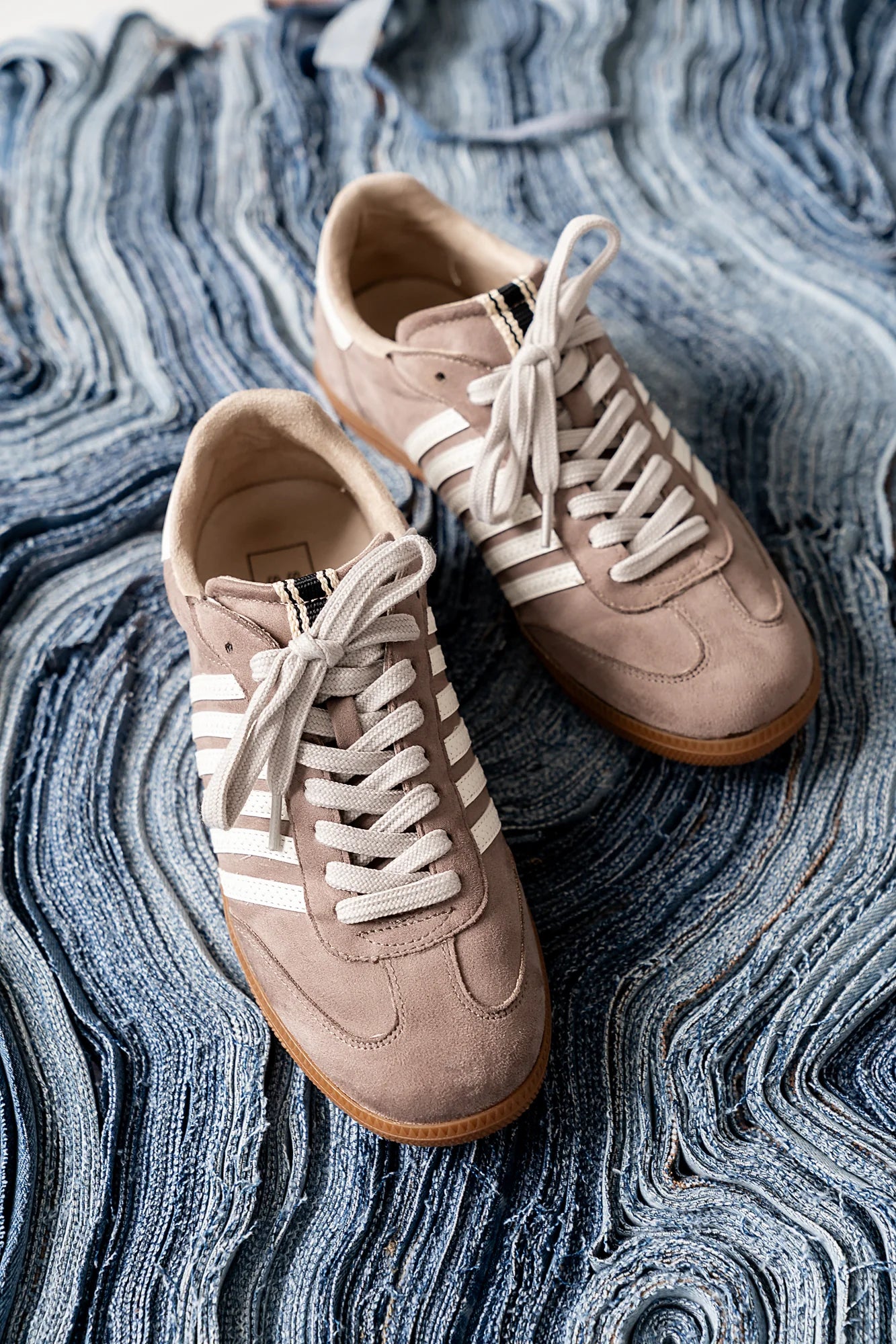 Stevie Striped Sneaker in Taupe FINAL SALE