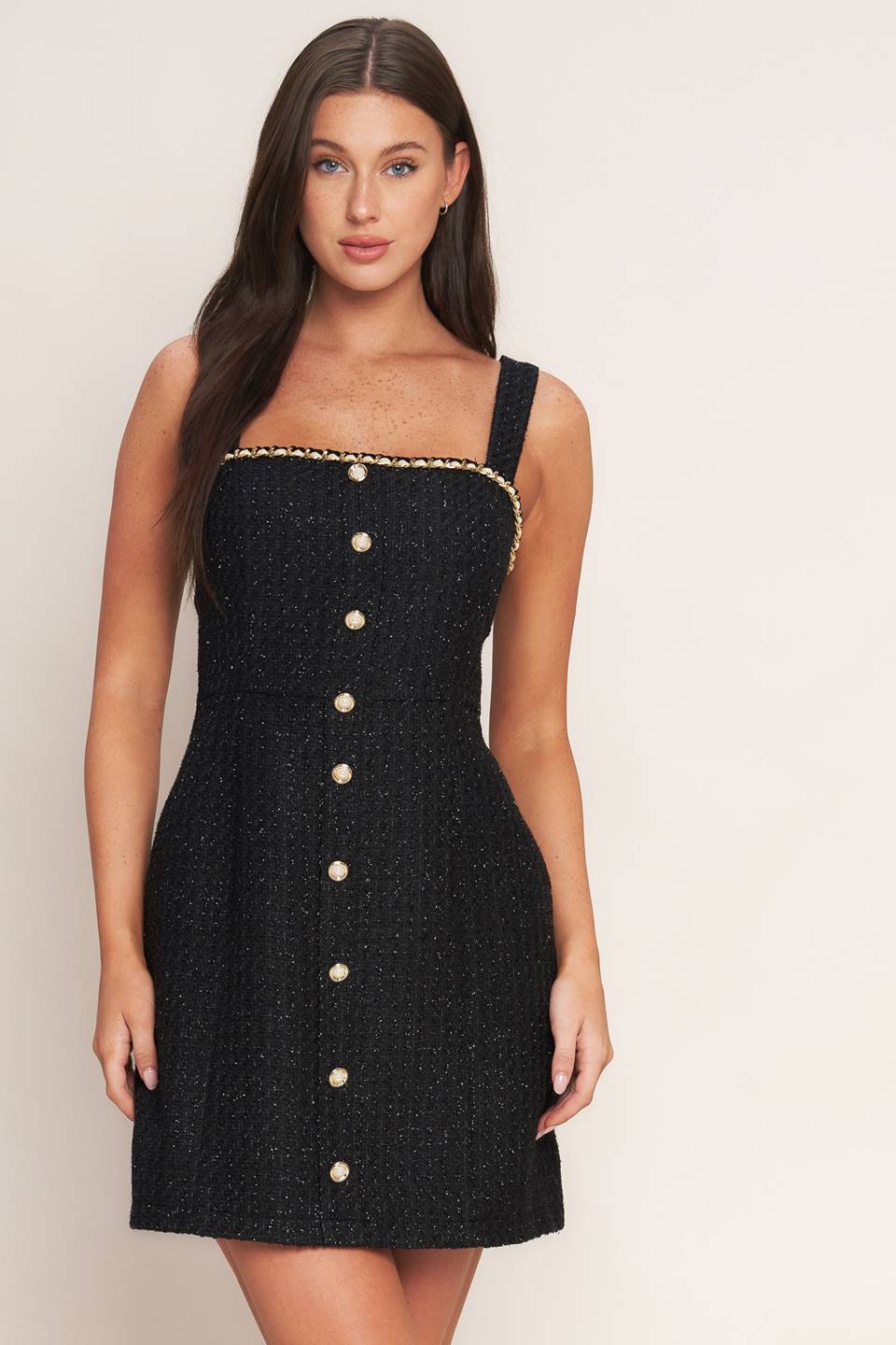 MONACO HOUR BLACK TWEED MINI DRESS