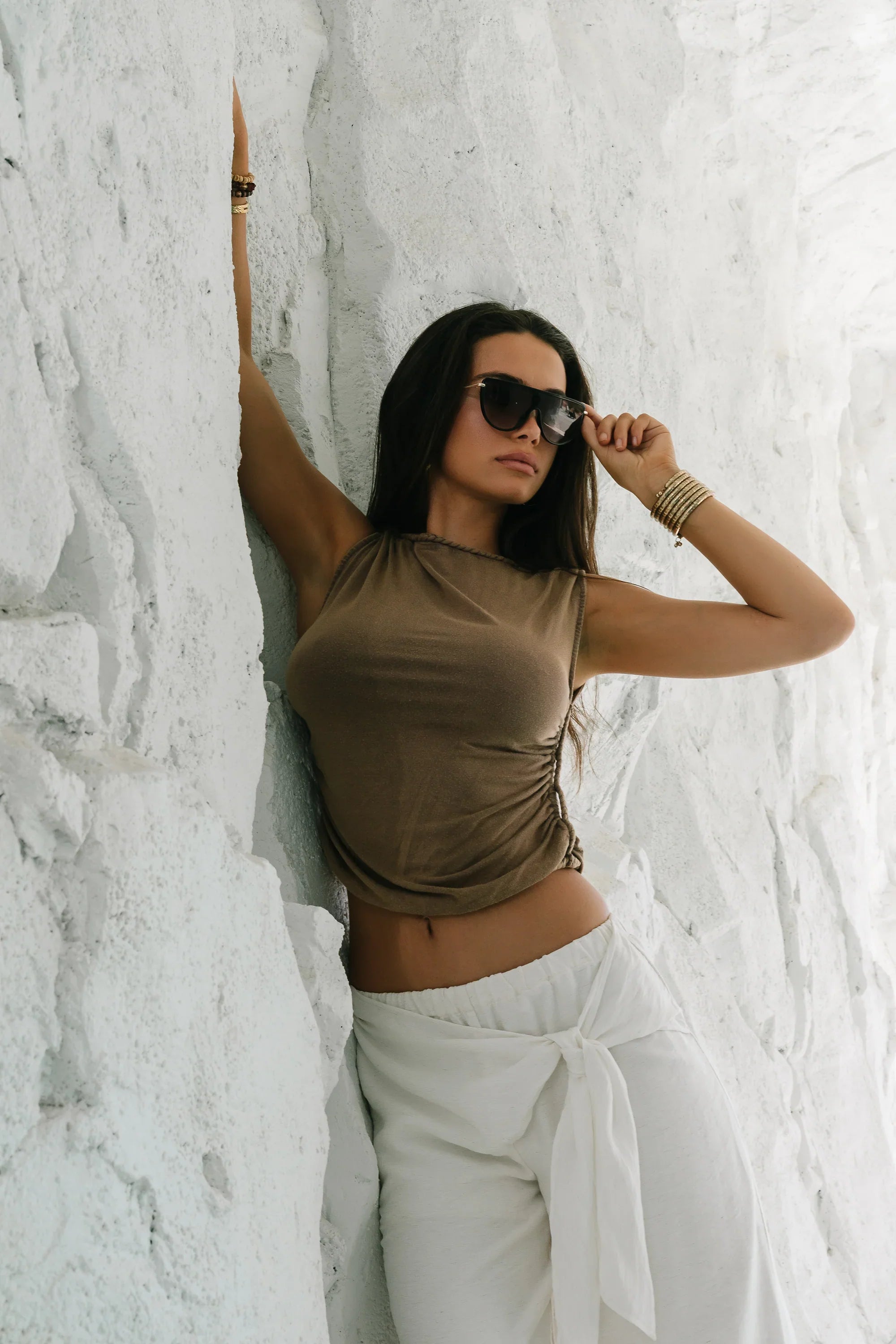 Maia Braided Top in Brown