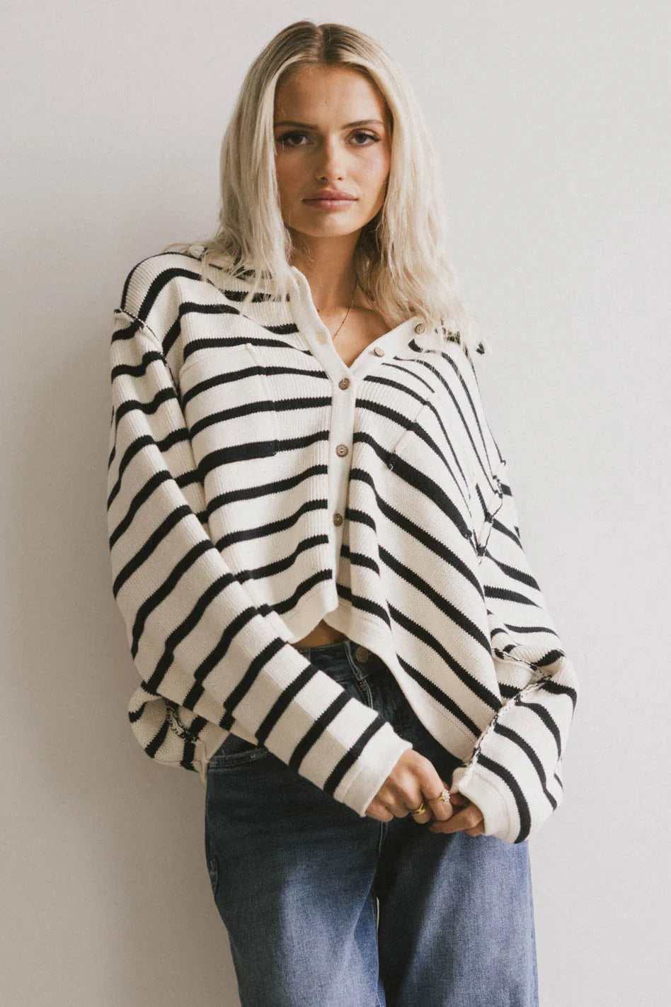Harper Striped Cardigan in Navy FINAL SALE