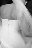 White Strapless Satin A Line Wedding Dresses