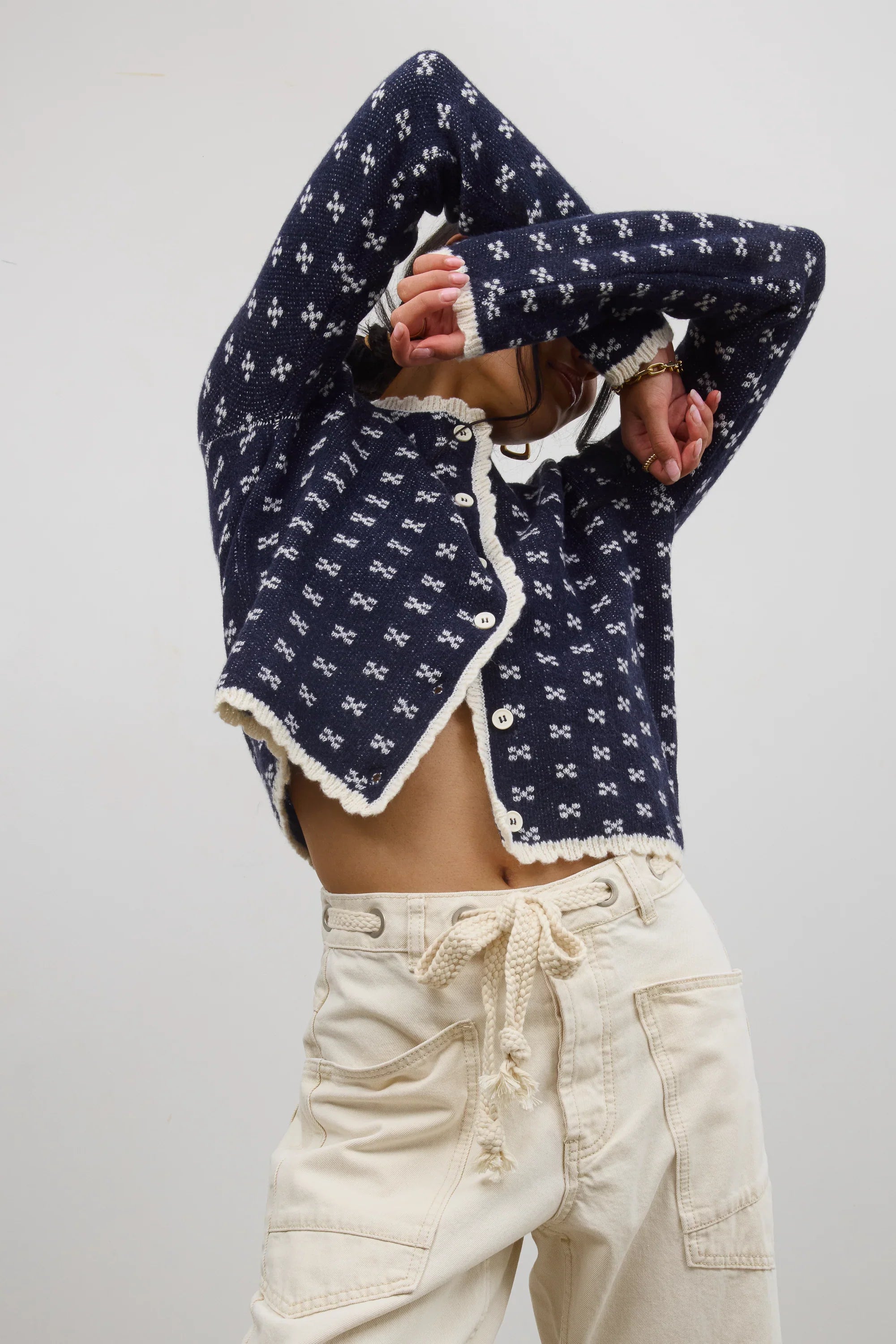 Courtney Scalloped Cardigan in Navy FINAL SALE