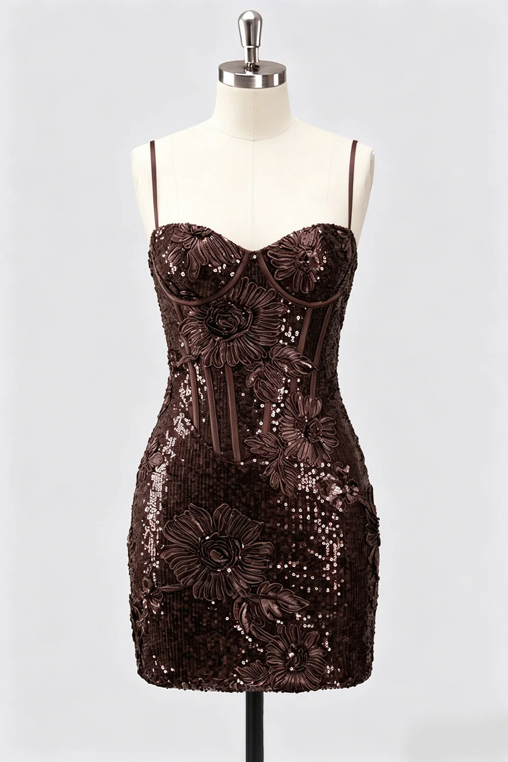 Grey Corset Bodycon Sequin Short Homecoming Dress