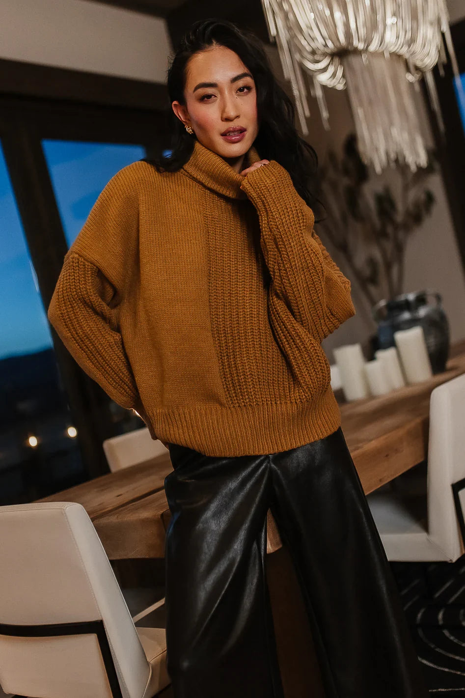 Catherine Turtleneck Sweater in Brown FINAL SALE