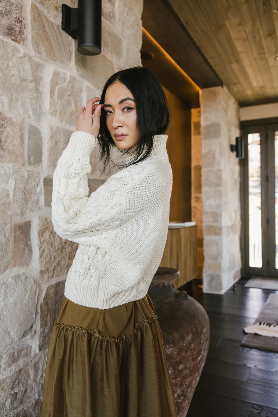 Noah Cable Knit Sweater in Cream FINAL SALE