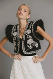 Damaris Embroidered Vest in Black FINAL SALE