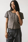 Serra Lace Trim Blouse in Charcoal FINAL SALE