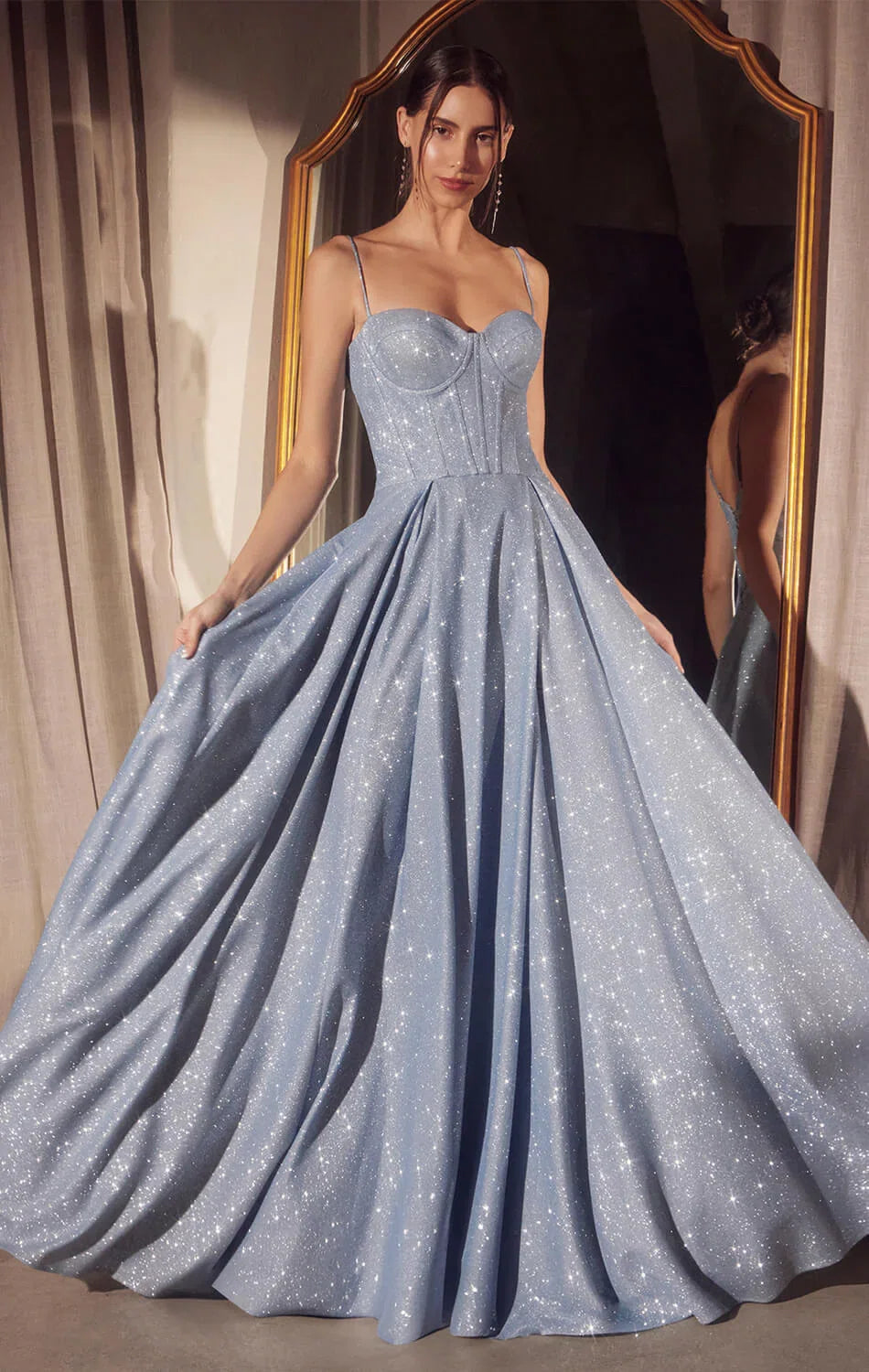 Krista Gown Glitter Dusted A line Bustier Dress