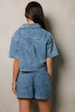 Farris Denim Collared Top in Light Wash FINAL SALE