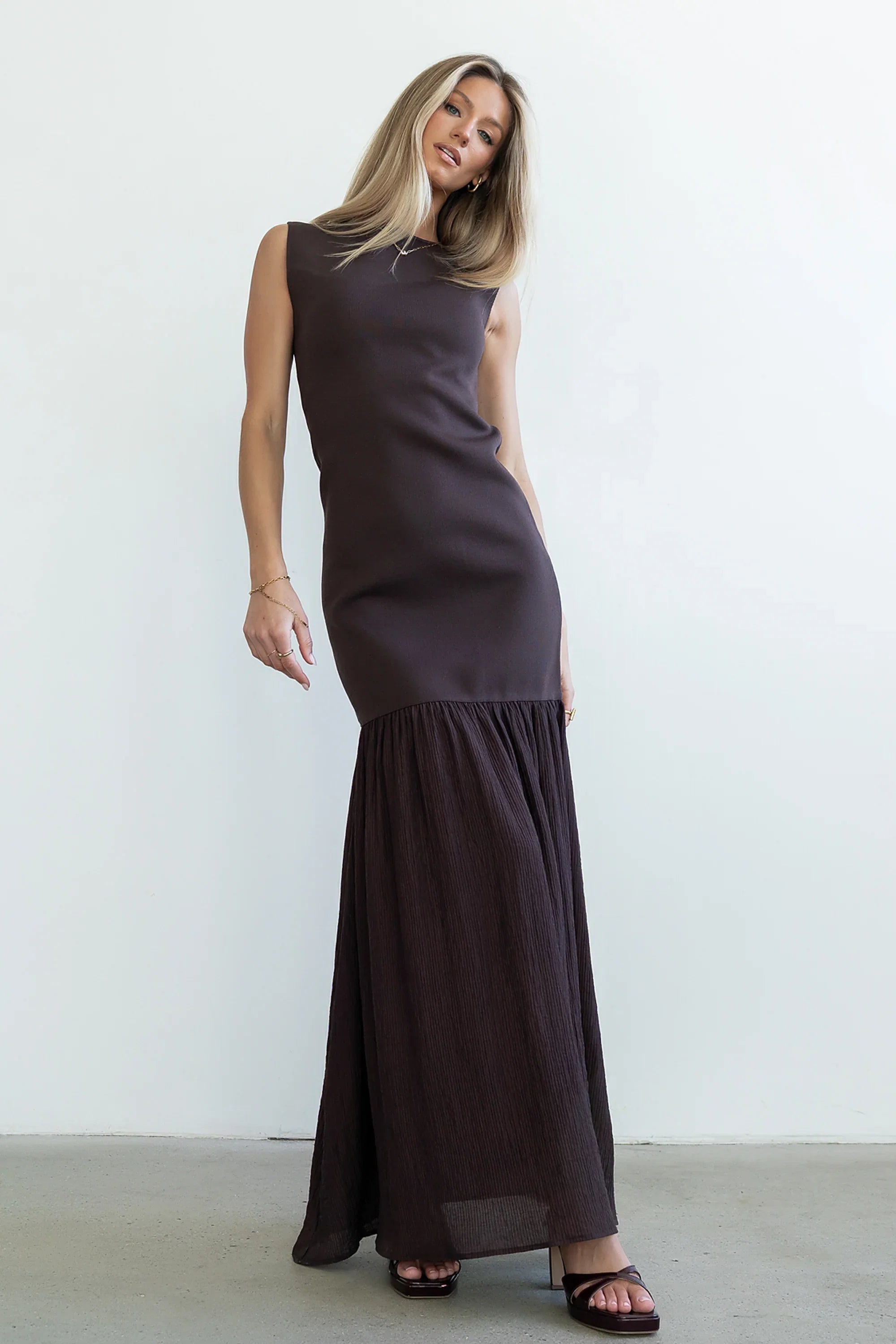 Lindsey Mermaid Maxi Dress in Brown FINAL SALE