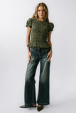 Ruth Smocked Top in Green FINAL SALE