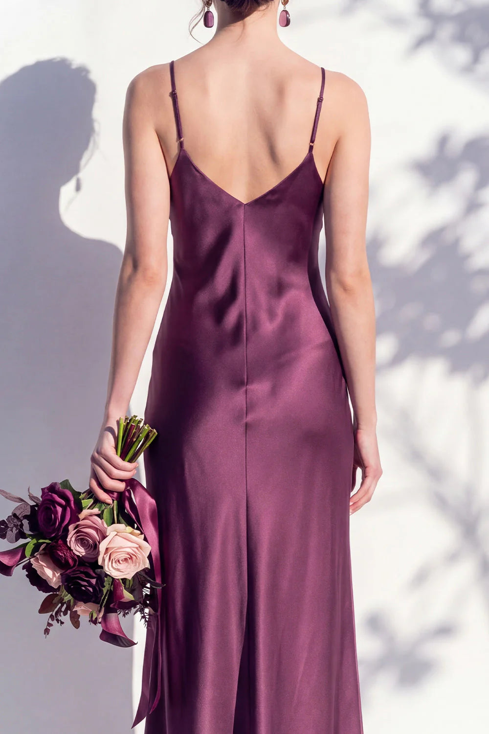 Satin Spaghetti Straps Sheath Sage Bridesmaid Dress