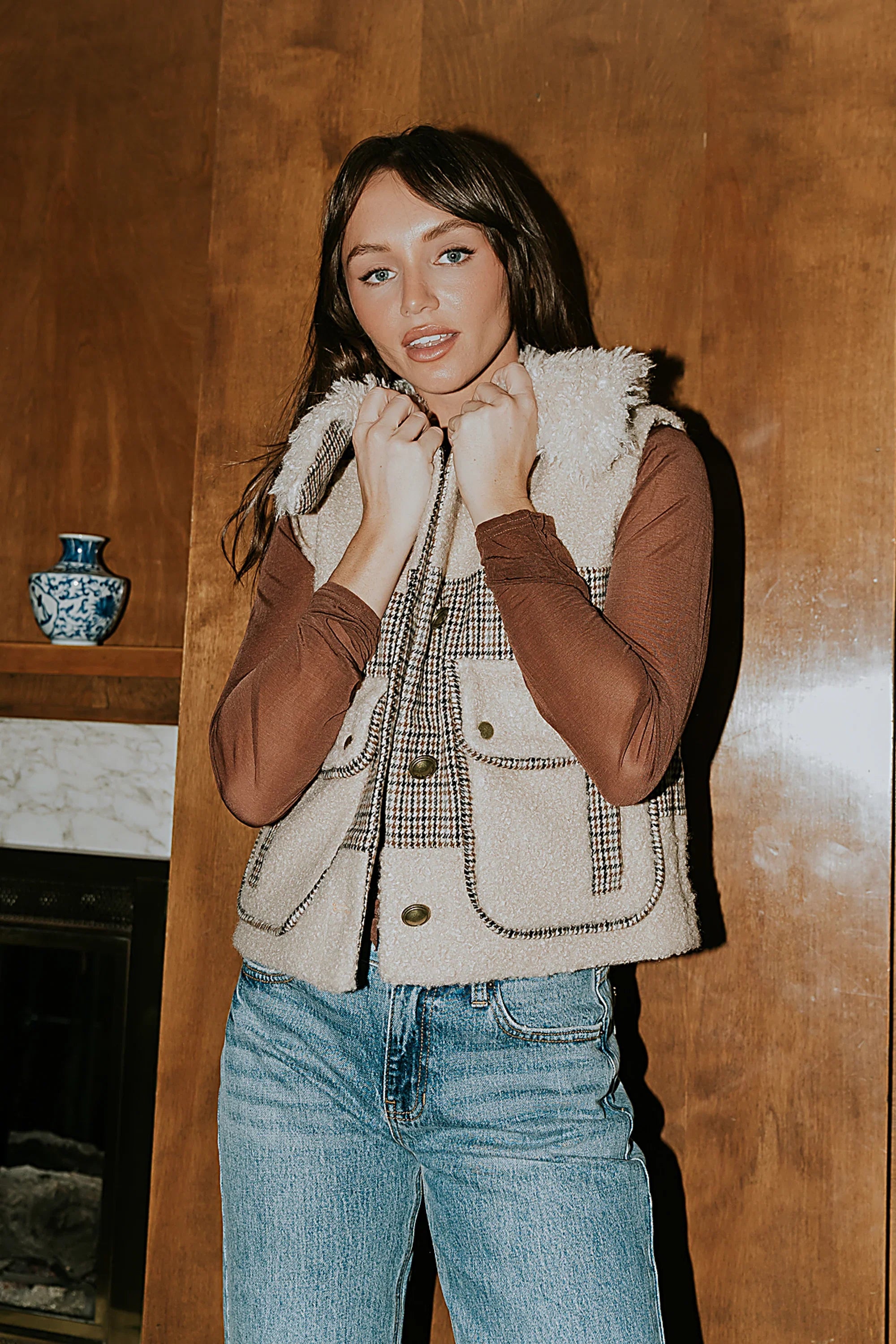 Liv Sherpa Vest in Taupe FINAL SALE