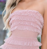 Georgia Maxi Dress Blush Ruffle Tulle Dress With Sheer Detail