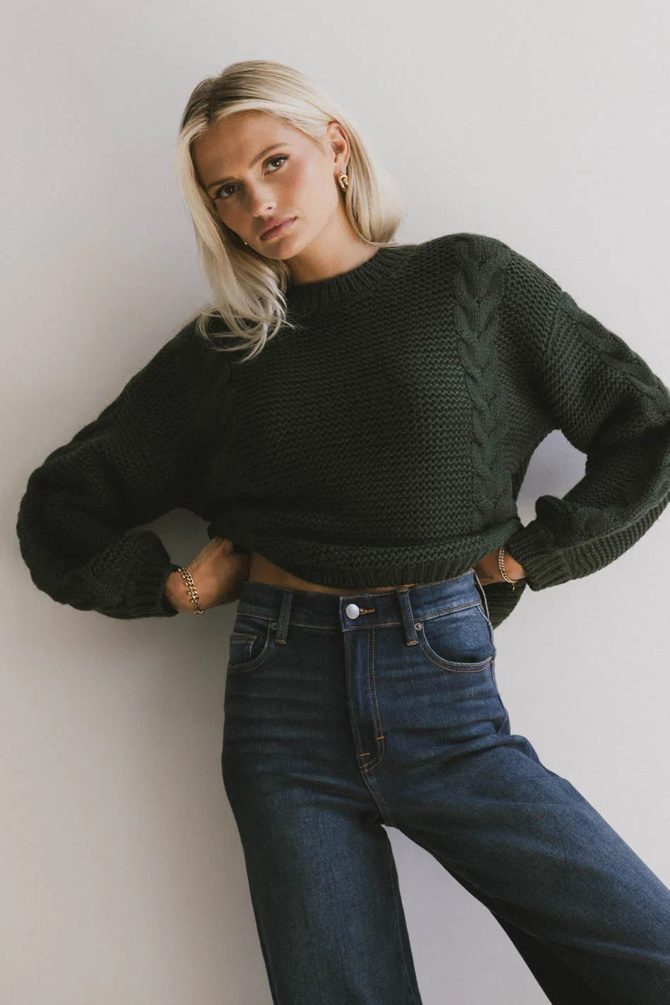 Zaidee Knit Sweater in Hunter Green FINAL SALE