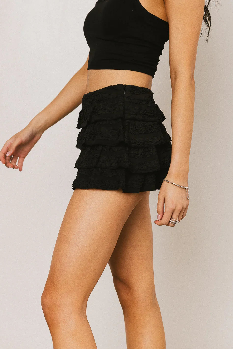 Monica Ruffle Micro Skort in Black FINAL SALE