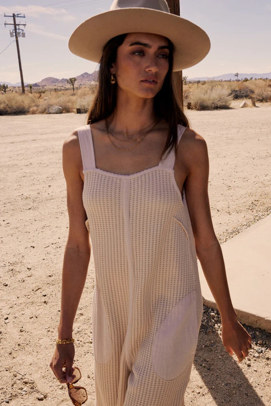Addey Knit Overalls in Cream FINAL SALE