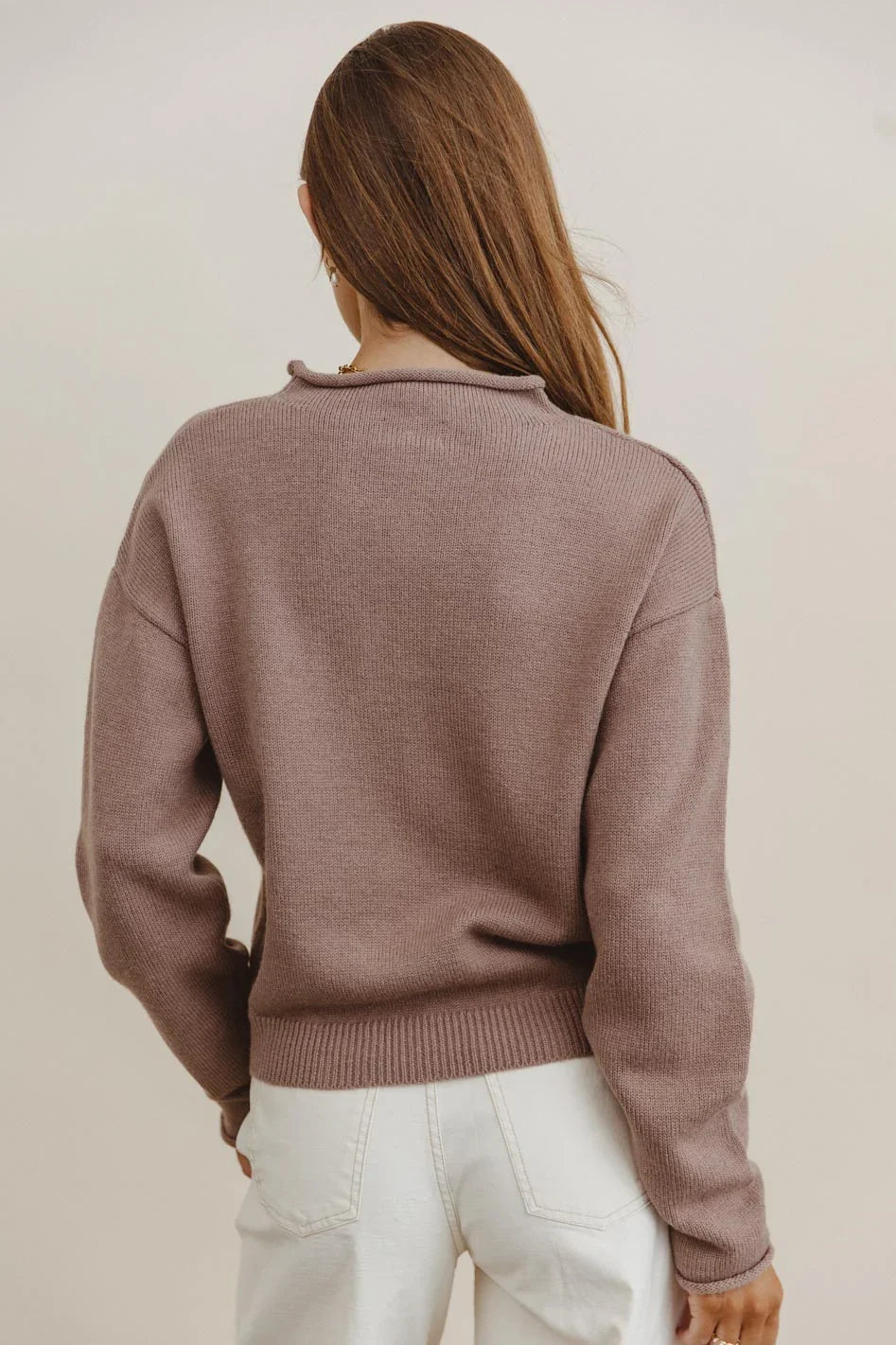 Meli Button Front Knit Sweater in Taupe FINAL SALE