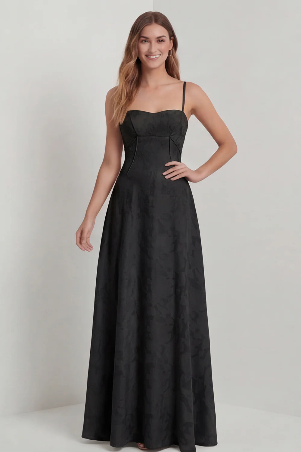 Sage Green A Line Spaghetti Straps Floral Burnout Bridesmaid Dress