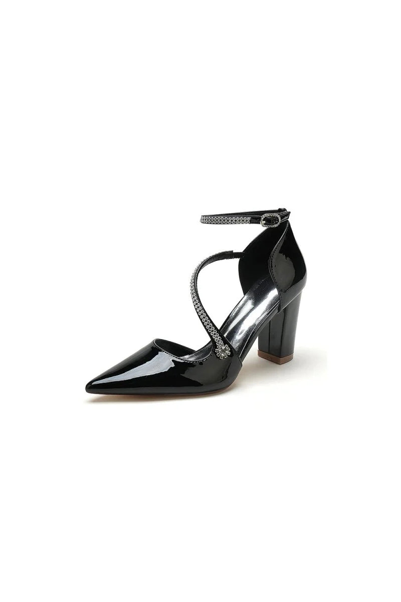 Ivory Chunky Heels with Silver Chain Detailing