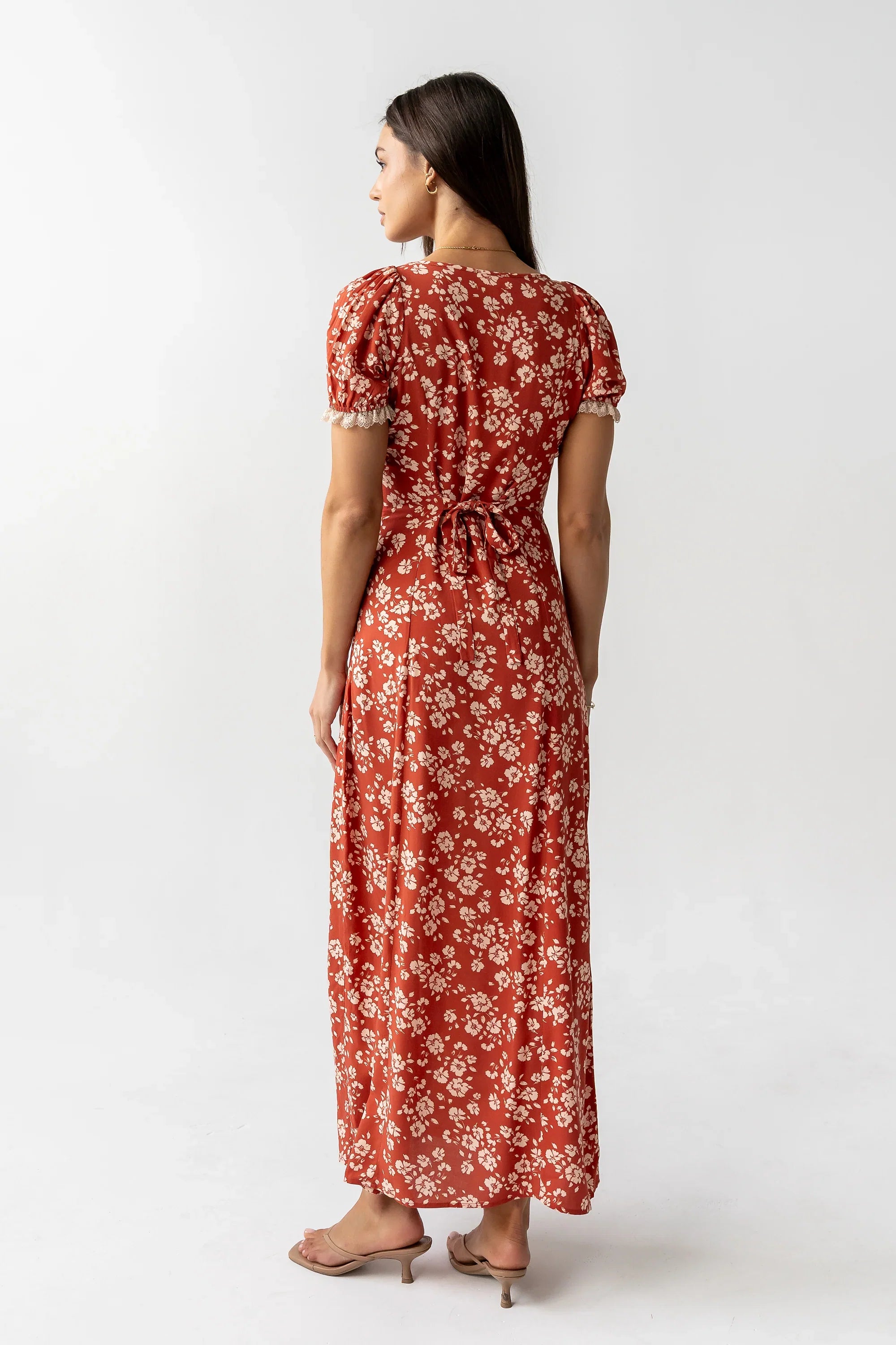 Camden Floral Maxi Dress in Rust