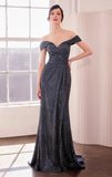 Venetian Gown Luxe Metallic Off Shoulder Evening Dress