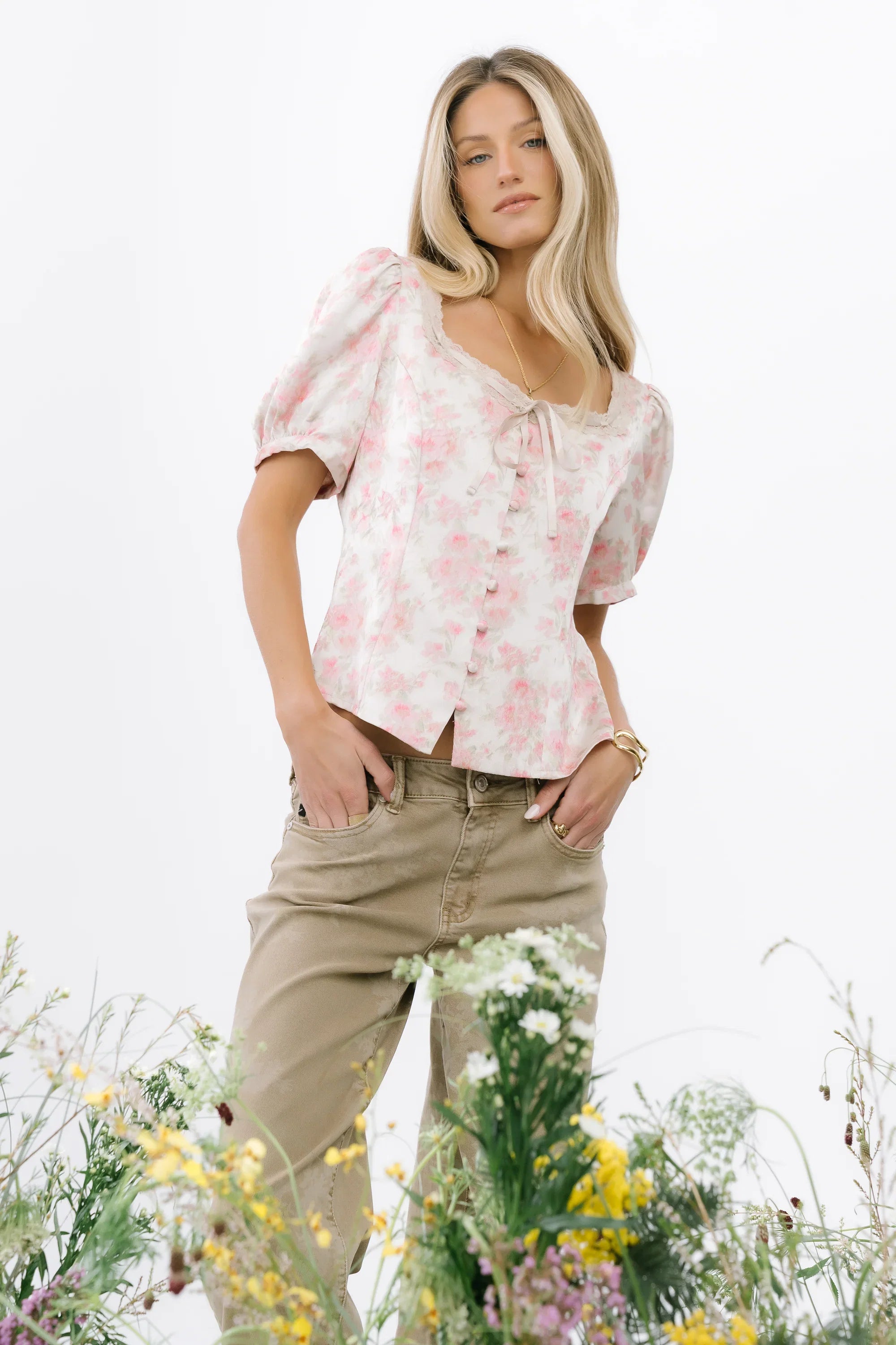 Faith Floral Blouse in Pink