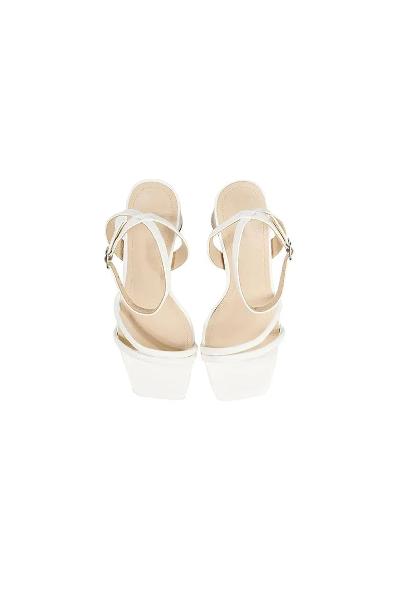 Metallic Strappy Block Heel Sandals