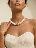 Power Bead Statement Necklace in Bone