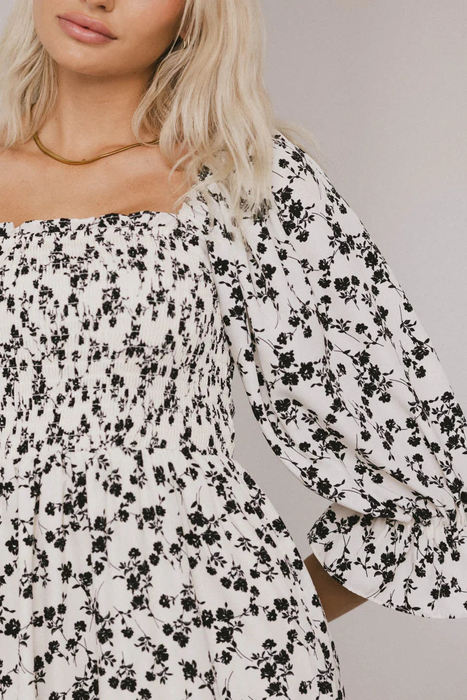 Kiran Floral Midi Dress in Cream FINAL SALE