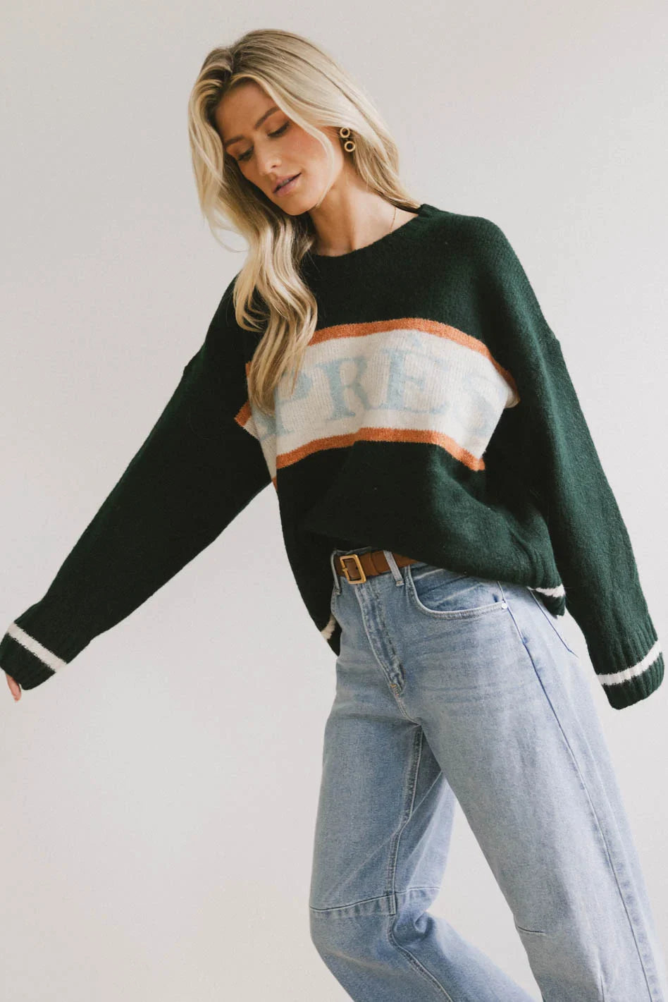 Apres Graphic Sweater in Hunter Green FINAL SALE