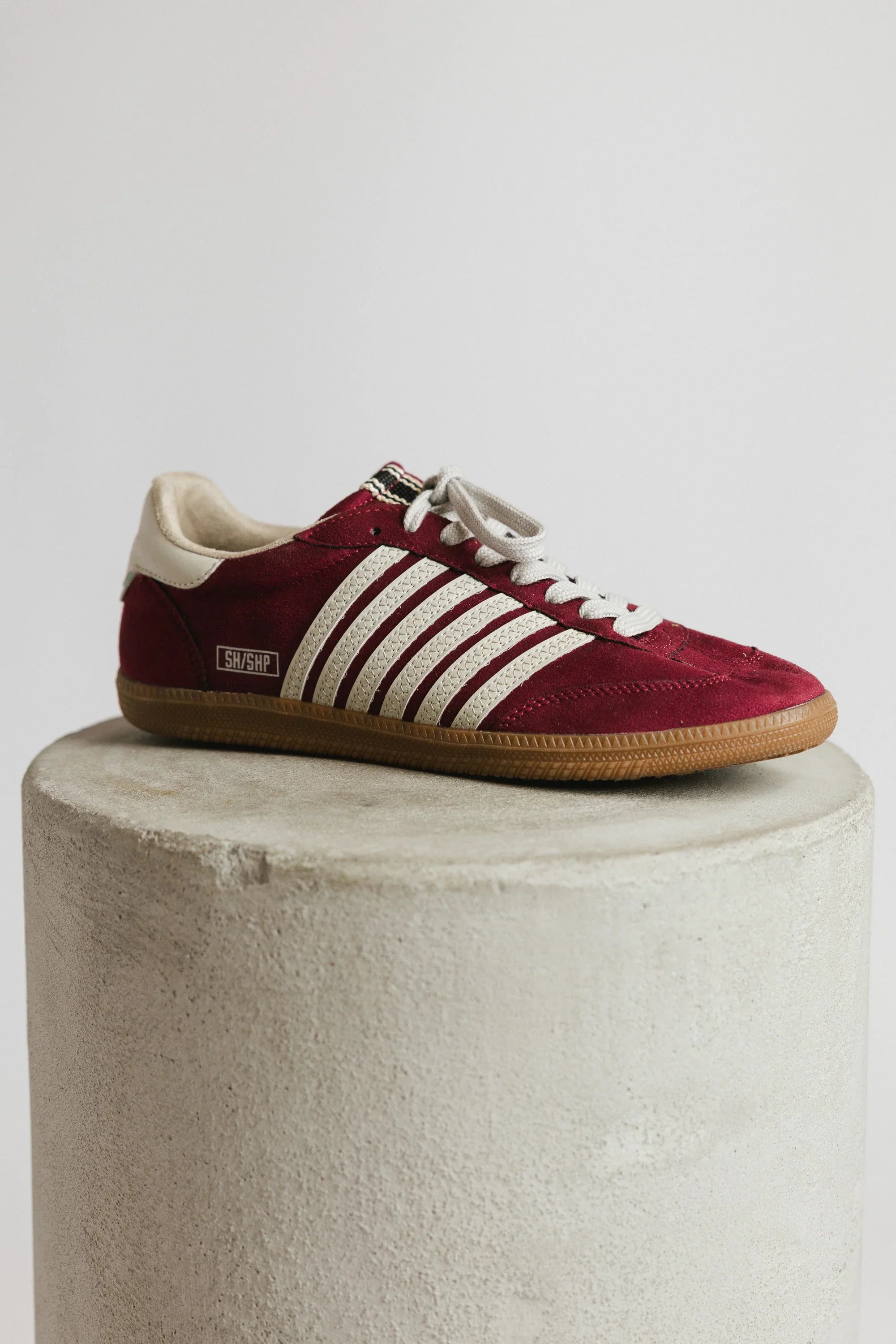 Stevie Striped Sneaker in Wine FINAL SALE