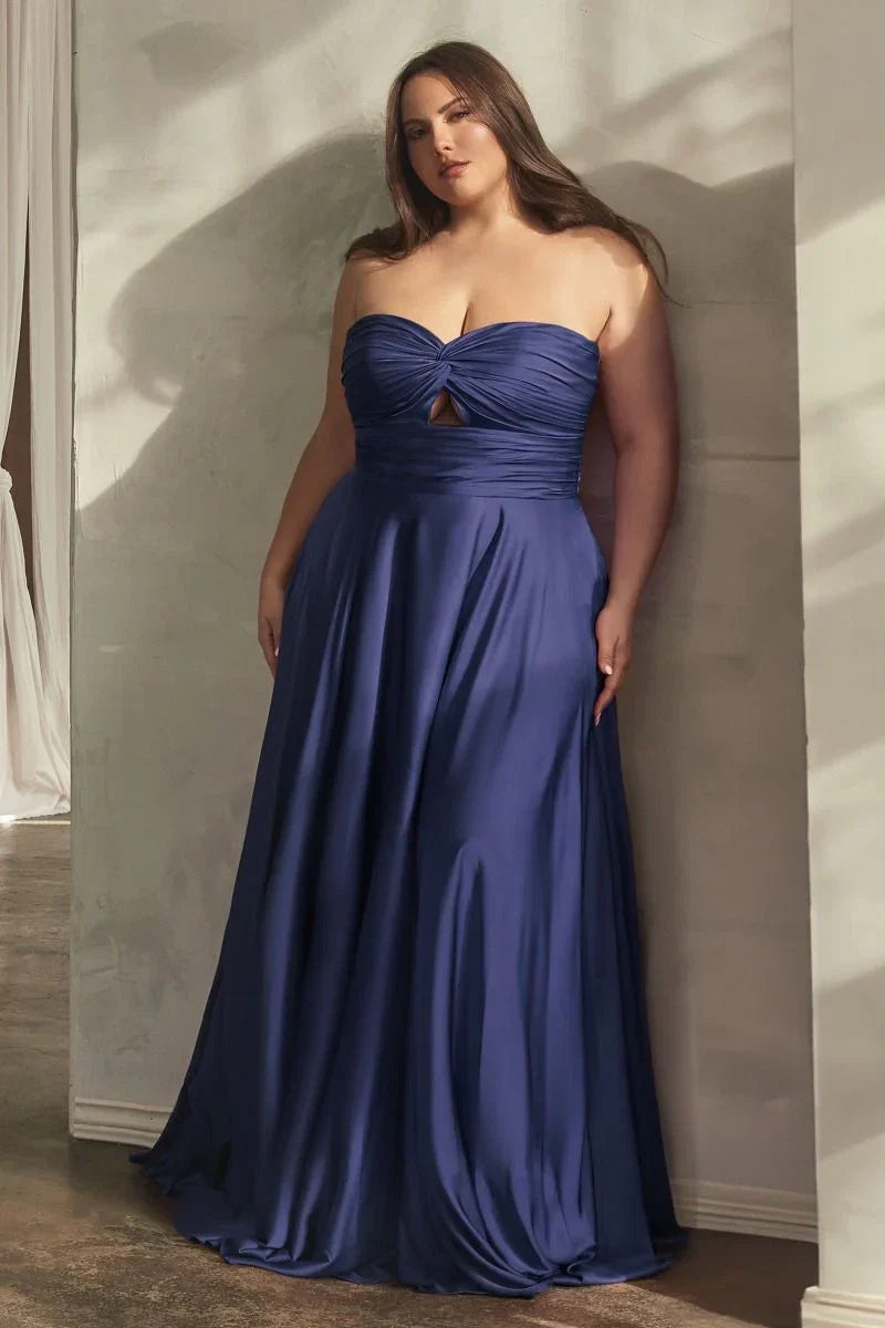 Madigan Gown STRAPLESS A LINE SOFT SATIN KEYHOLE DRESS