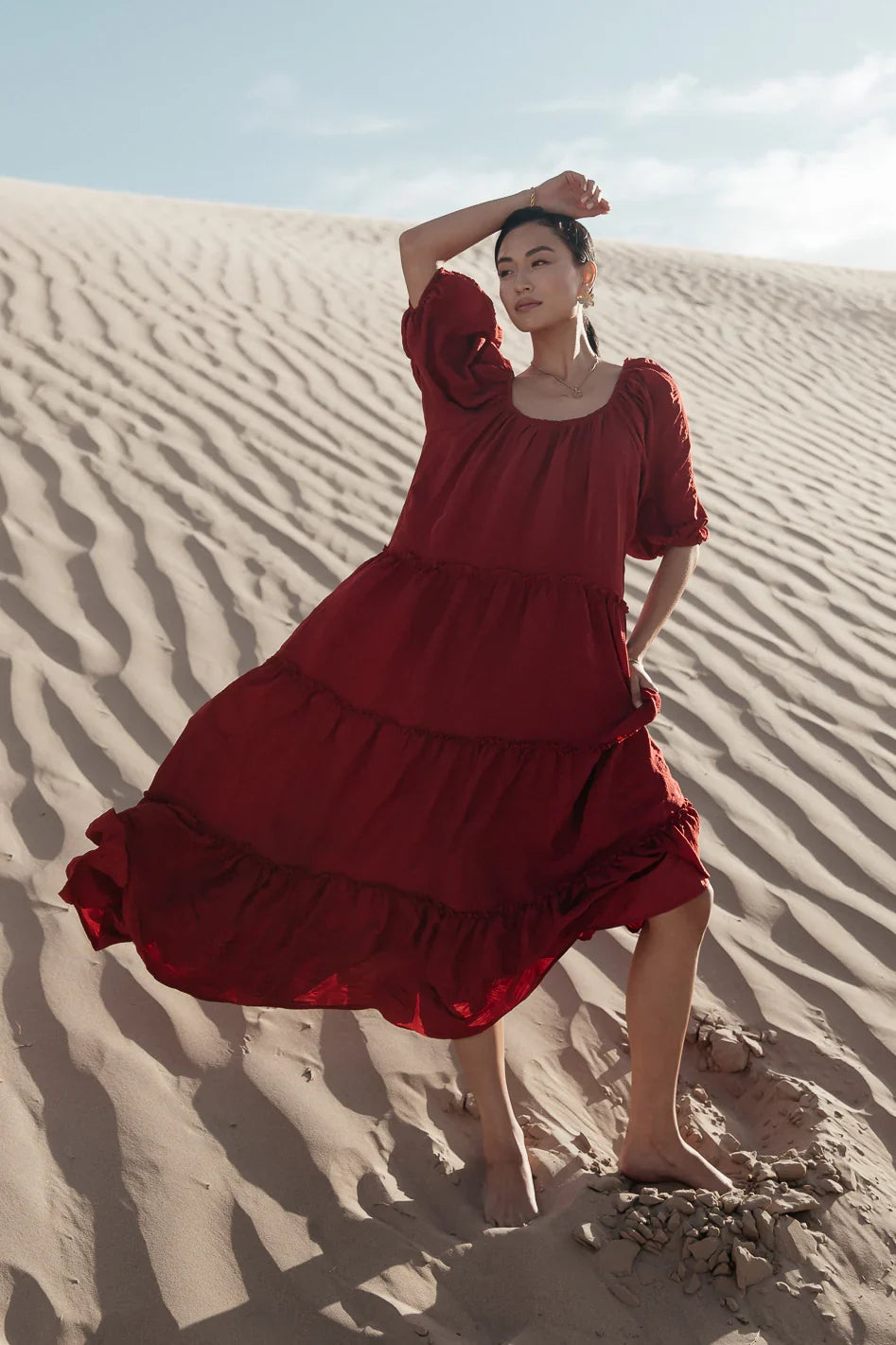 Corinne Tiered Maxi Dress in Red FINAL SALE