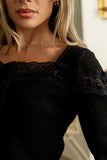 Kandice Waffle Knit Top in Black FINAL SALE