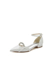 Glitter Pointed Toe Low Heels Wedding Shoes with Bow