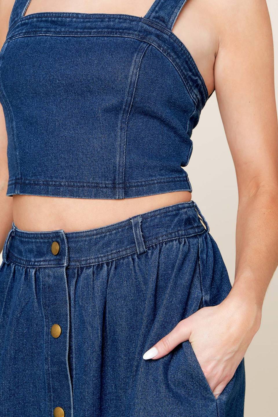SIMPLY THE VIBE DENIM CROP TOP SKIRT SET