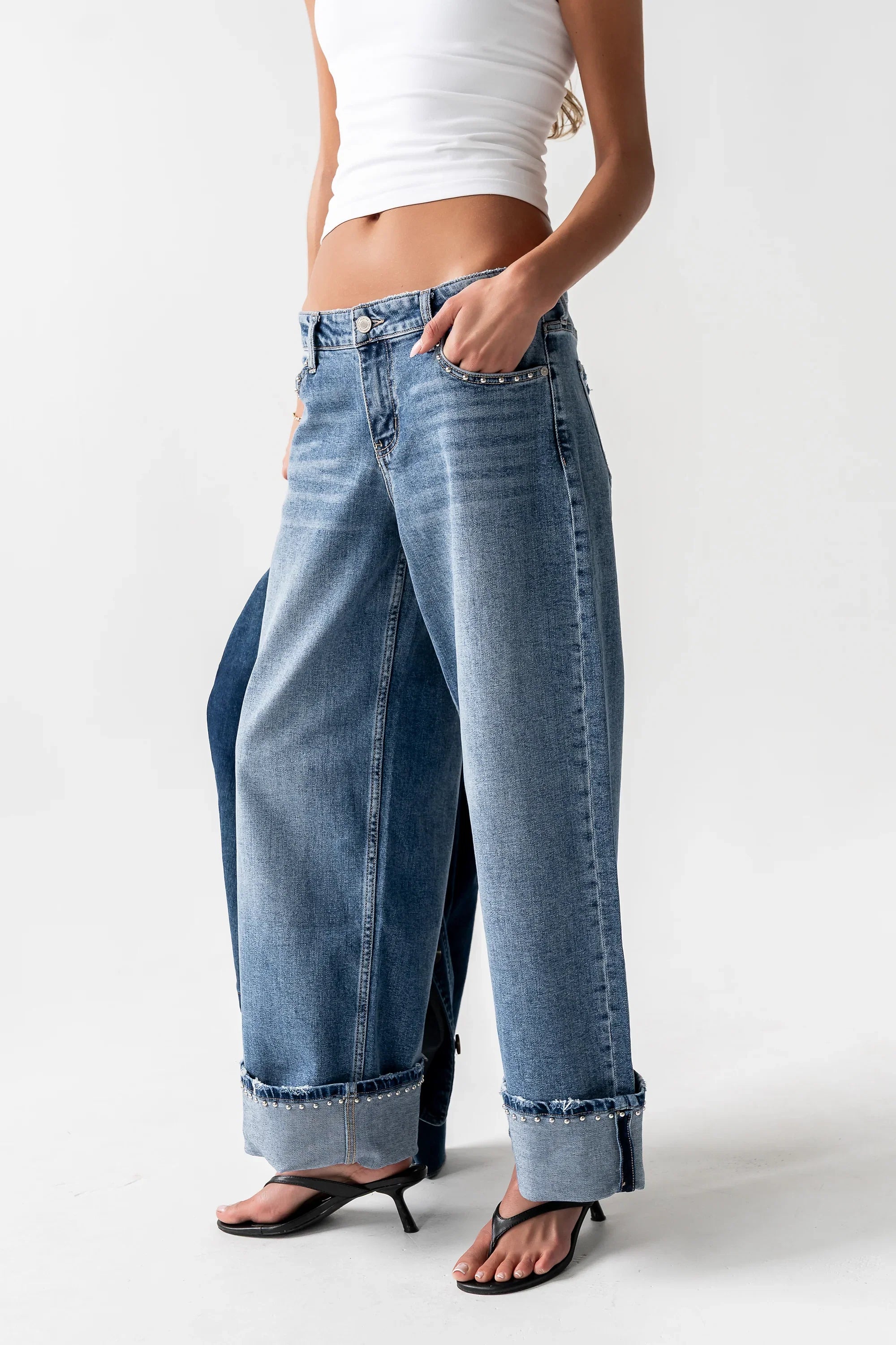 Rika Studded Wide Leg Jeans