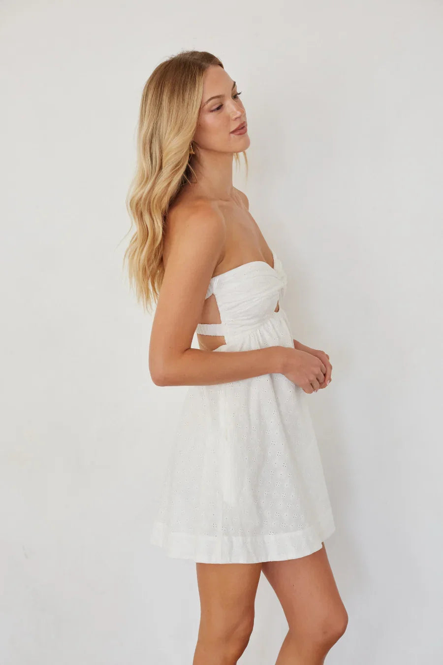 Mairella Twist Front Eyelet Mini Dress