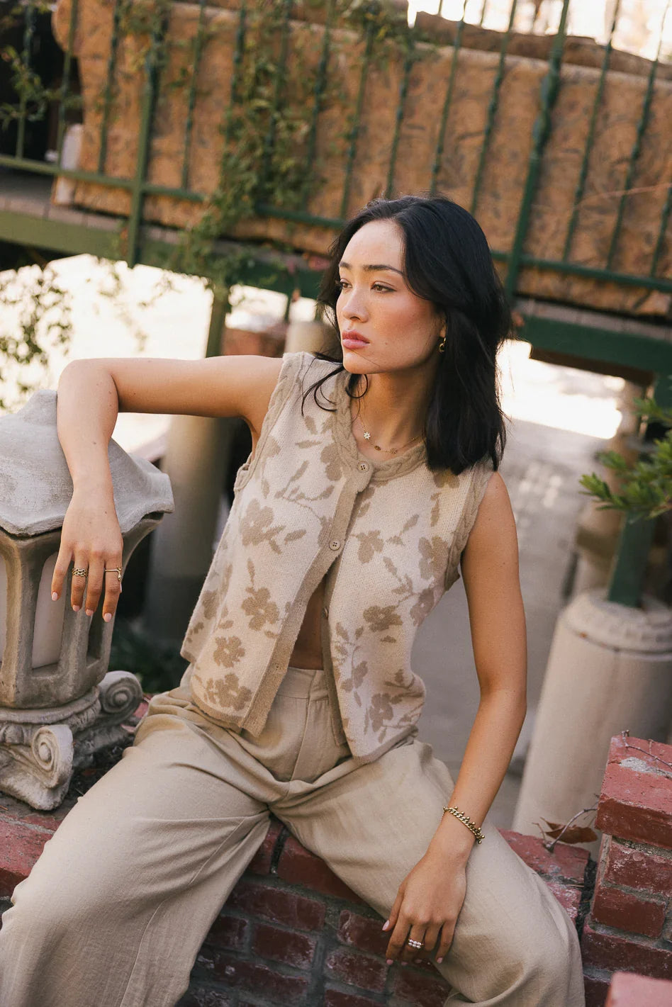 Kellie Floral Knit Vest FINAL SALE